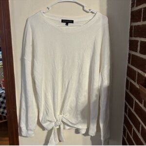 Gibsonlook Size XXL Cream Long Sleeve Waffle Knit Top